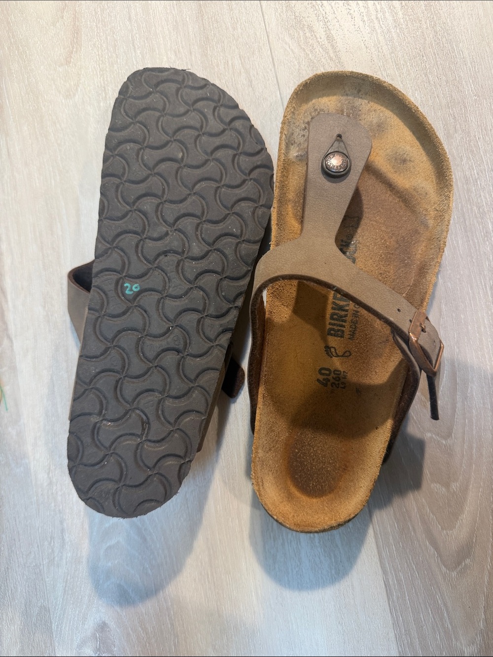 Birkenstock Brown Toe-Post Sandals with Buckle